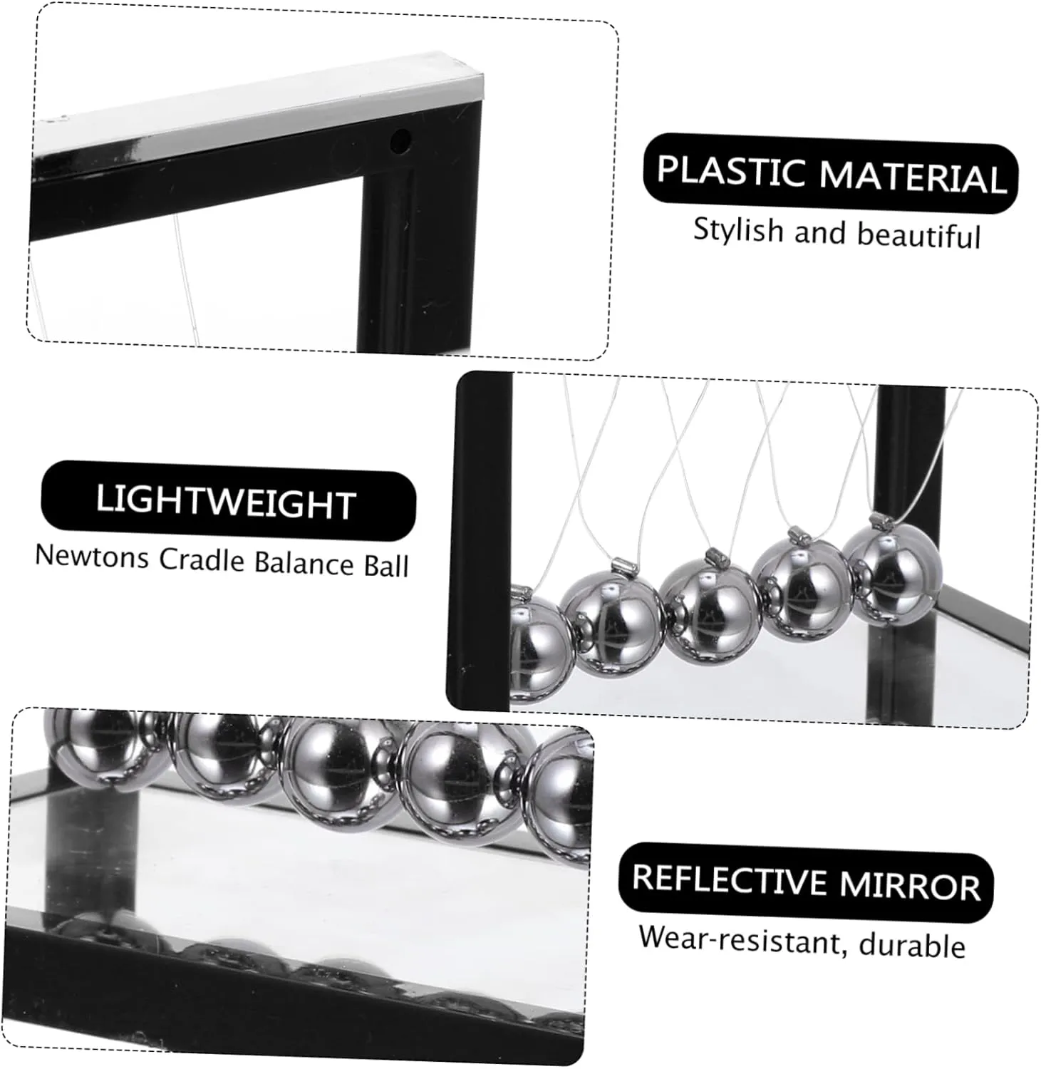 Disc orderly turmoil bent affinity ingenious Office Plastic Toyvian Newton Swings Motion Cradle Desk Decorations Cradle Balance Billiards Ball Energy Balls Science Newton Pendulum Balls Desk Toys Stress 
