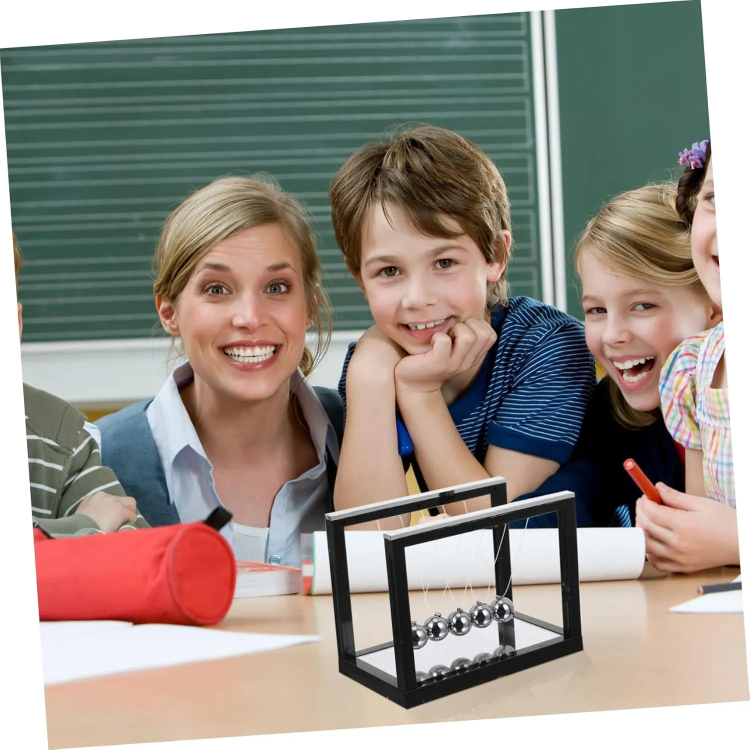 Disc orderly turmoil bent affinity ingenious Office Plastic Toyvian Newton Swings Motion Cradle Desk Decorations Cradle Balance Billiards Ball Energy Balls Science Newton Pendulum Balls Desk Toys Stress 