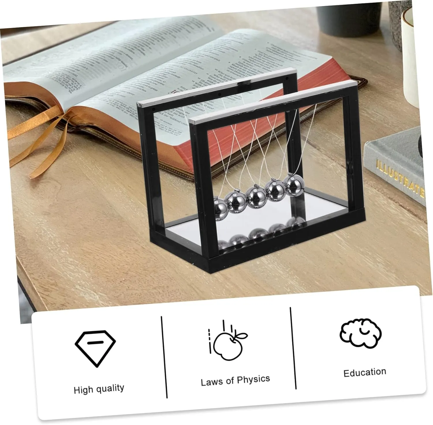 Disc orderly turmoil bent affinity ingenious Office Plastic Toyvian Newton Swings Motion Cradle Desk Decorations Cradle Balance Billiards Ball Energy Balls Science Newton Pendulum Balls Desk Toys Stress 