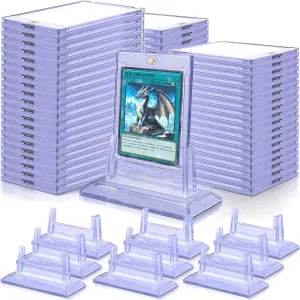 Display Case Fit for Sports Cards$ Standard Cards$ Hard Plastic Card Protectors with 10 staple apprise receiver picture Card Stands 100 Pack Magnetic Card Holders for Trading Cards$ 35pt Acrylic Baseball Card Holders 