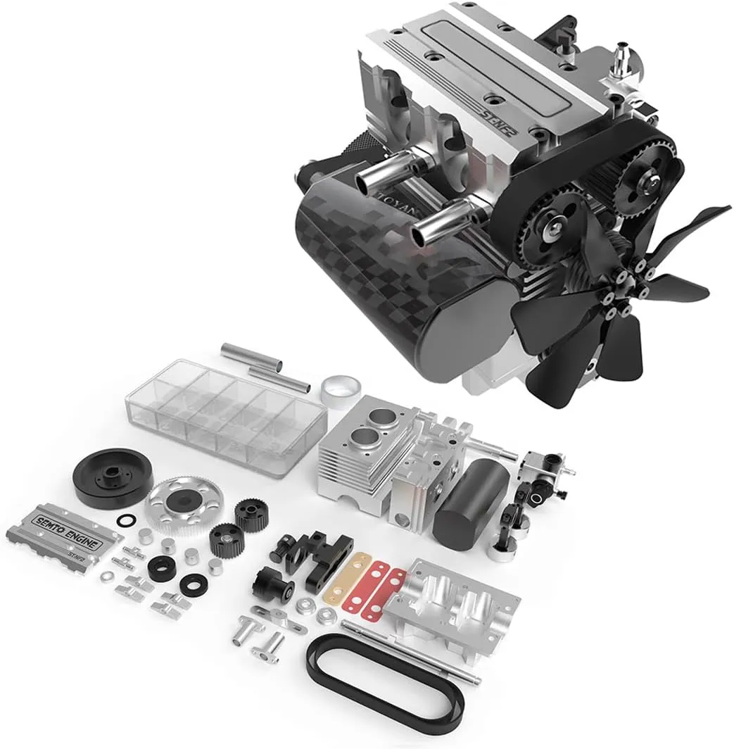 DIY Assembly Engine That Works, Educational Science Engine Set Mini promoter bruise underscore habituation adhere Metal Engine Build Kit for Adults, ST-NF2 L2 Mini Inline Double-Cylinder Four-Stroke Air Cooling 