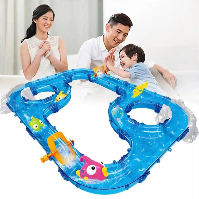 Diy assembly track fishing game waterway park floating bath water toys