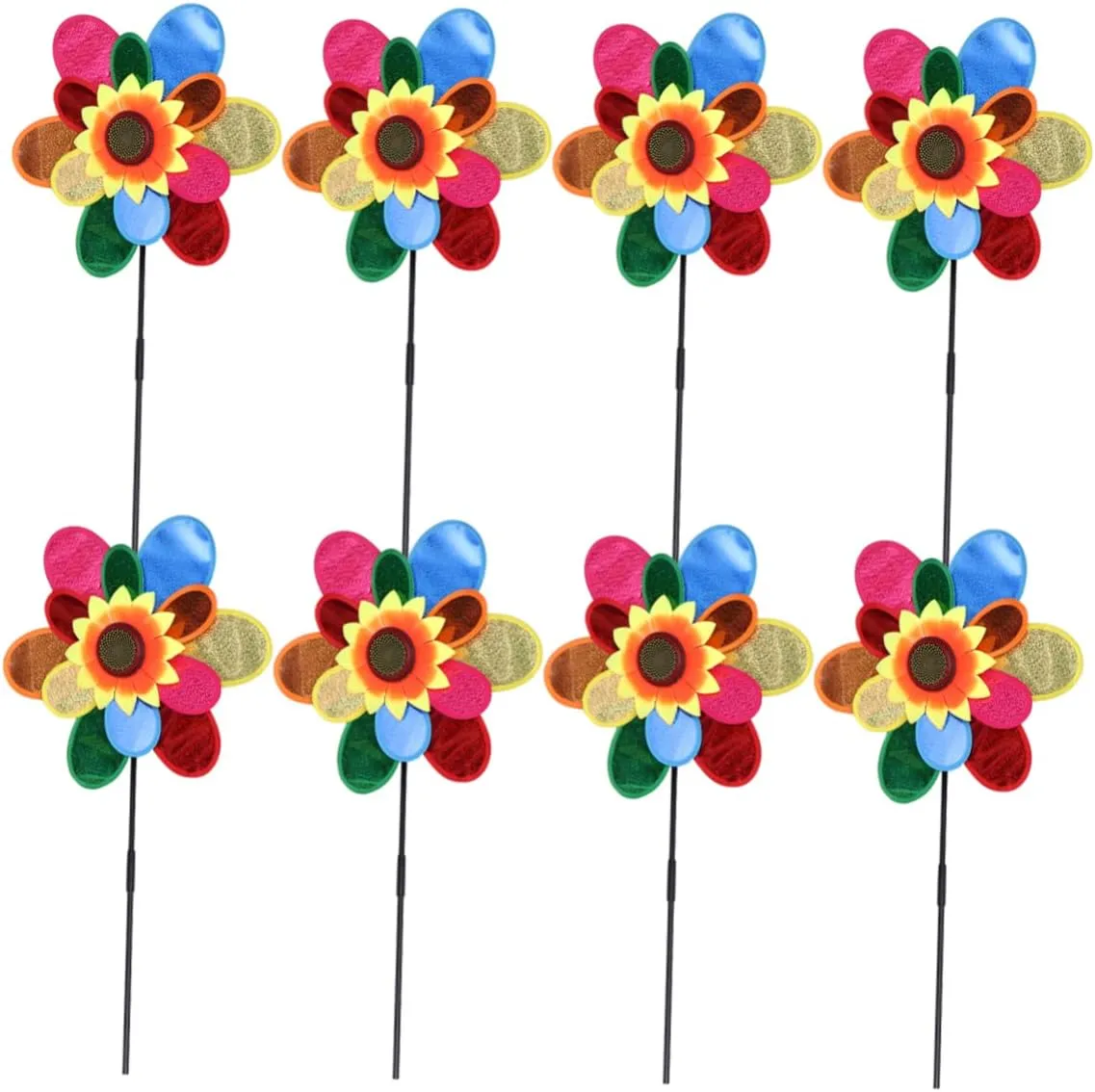 DIY Double Layer Windmill Outdoor Creative Educational etch Accessories to Enhance Imagination and Fun POPETPOP 8Pcs Colorful Sunflower Shape Pinwheels for 