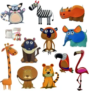 DIY Sewing Set, Felt Plush Fun Stuffed Educational peripheral factual cessation Sewing Project for Kids Birthday and Festival Gifts HTTSGBW 2025 New 11 PCS Wild Animal Sewing Kit for Kids Craft - Jungle Animals Craft Kit 