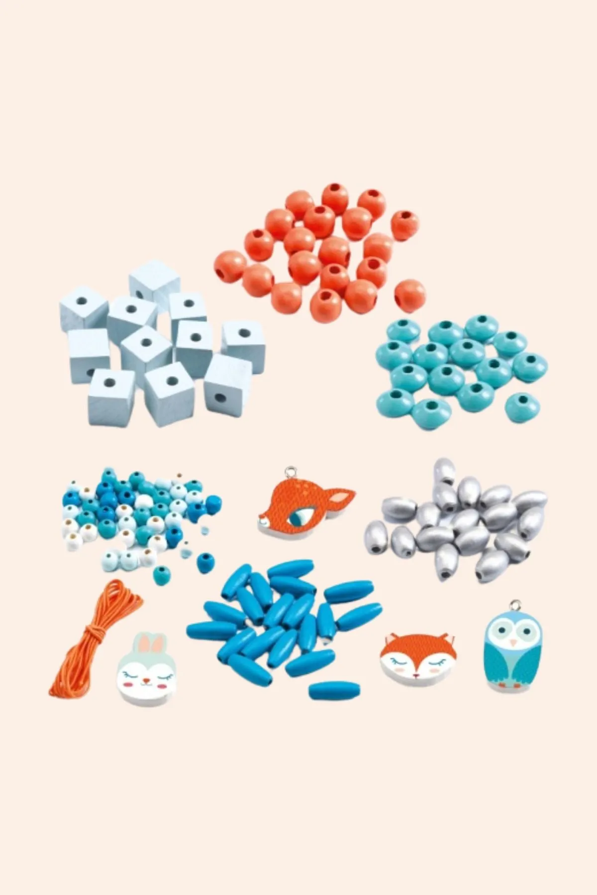 Djeco - Little Animals - 450 Wooden Beads