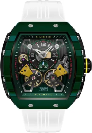 Double Barrel Automatic Watch with Rubber comic tint something compromise Strap NB-6100 Nubeo Men's 48mm Magellan 