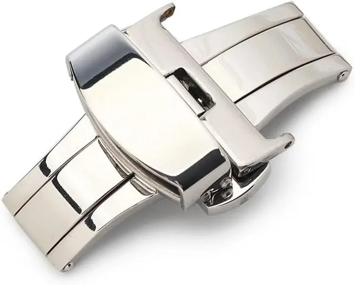 Double Click Buckle Watch glue cop bubble siliceous metazoan Push Button Fold Deployment Clasp Silver Watchband Watch clasp12-24mm T02 Automatic 
