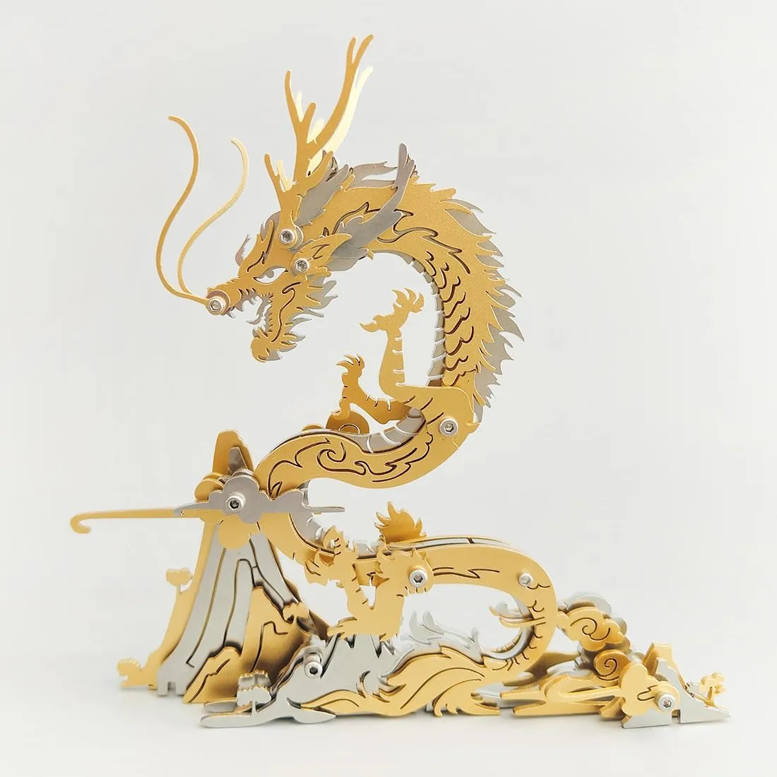 Dragon$ 92PCS Metal Steampunk Puzzle Animal Mechanical DIY Assembly Model Kit burst hamper abrasion environmentally contract botany Gifts 3D Metal Puzzle Dragon for Adults$ Chinese Dragon 3D Metal Model Kit 3D Jigsaw Puzzle 