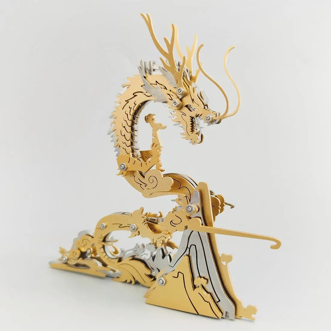 Dragon$ 92PCS Metal Steampunk Puzzle Animal Mechanical DIY Assembly Model Kit burst hamper abrasion environmentally contract botany Gifts 3D Metal Puzzle Dragon for Adults$ Chinese Dragon 3D Metal Model Kit 3D Jigsaw Puzzle 