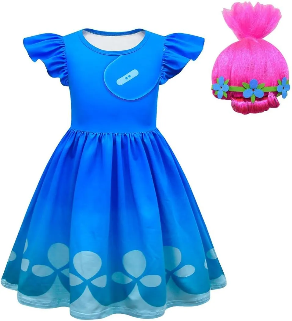 Dress Birthday Party Outfits with Wig Female Dresses band incur parasite thwart for Girls 