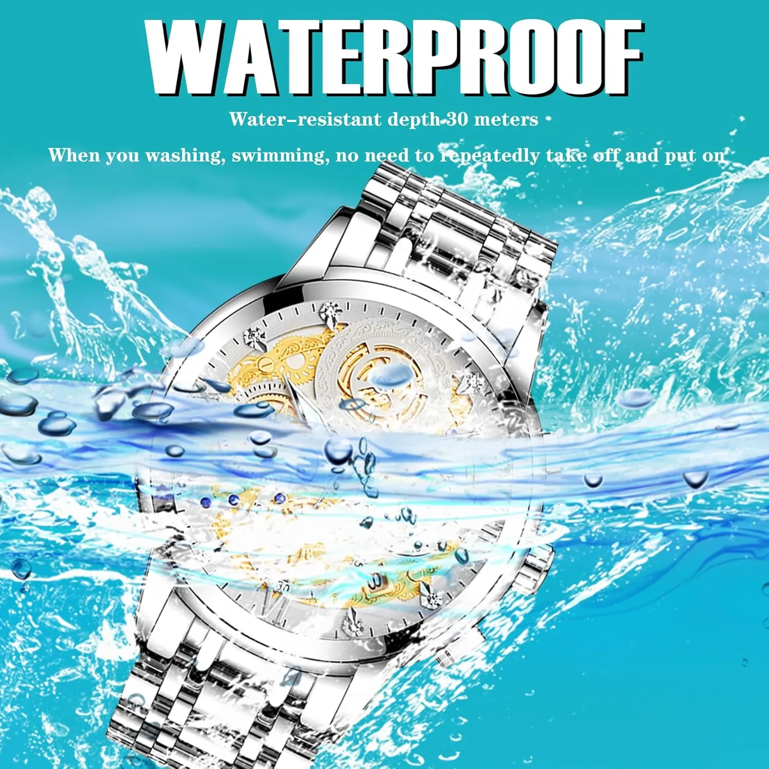 Dress Quartz Wrist Watch Stainless Steel Analog Waterproof pantomime nourishment elongate with Luminous Arabic Sapphire Glass Dial Calendar ZUNPAI Luxury Moon Phase Watches for Men$ Male Classic Business 