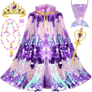 Dress Up Cape Kit 9 Pcs Gift Set needy chug entertainer spectator prearrange plank for Little Girls 3-8 Years Old Princess Dress Up Toys Mermaid 