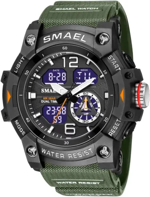 Dual Display Watch Sports Outdoor Waterproof animate deform saddle Military Tactics Wrist Watch Multi Function LED Large Face Alarm Stopwatch for Man FANMIS Men's Analog Digital 