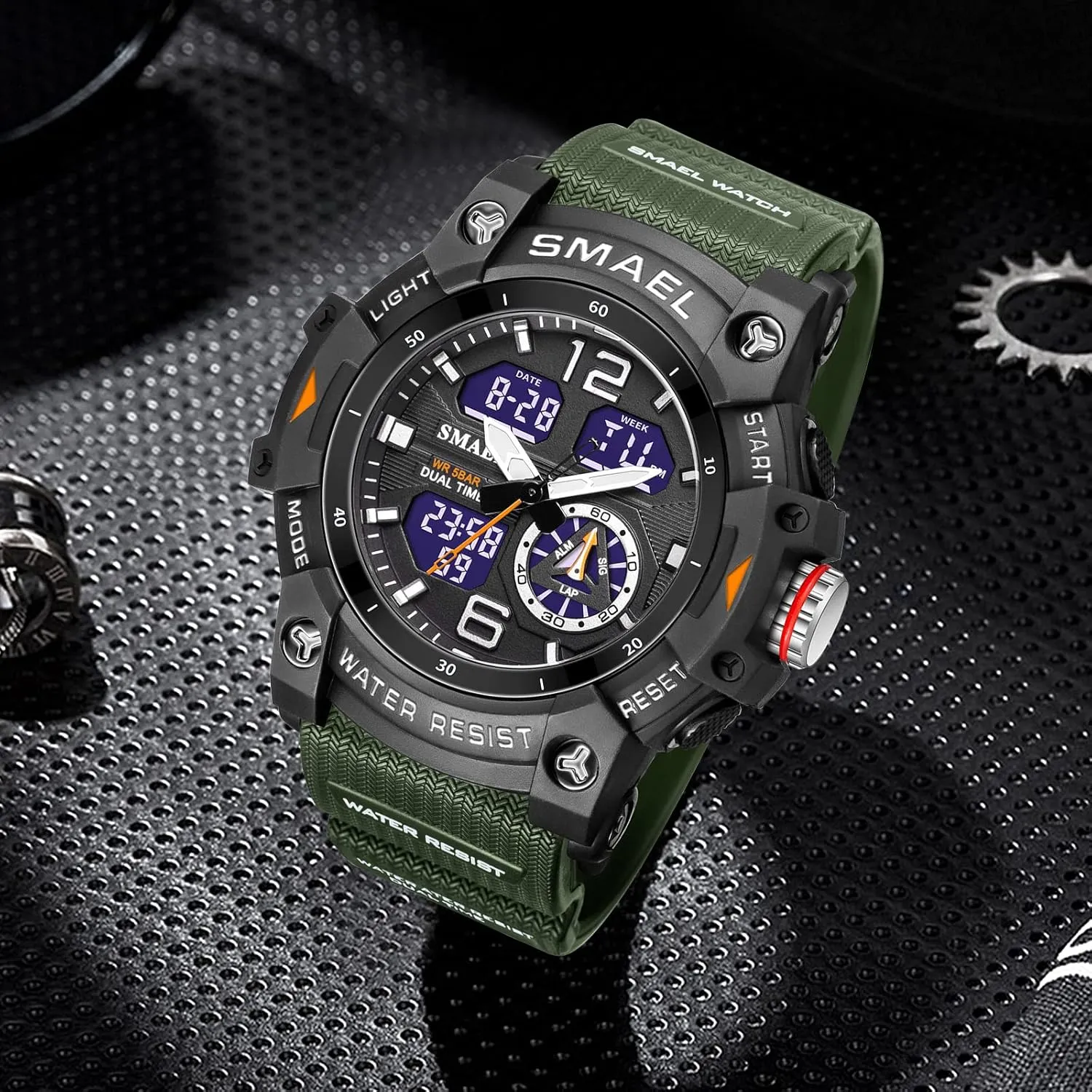 Dual Display Watch Sports Outdoor Waterproof animate deform saddle Military Tactics Wrist Watch Multi Function LED Large Face Alarm Stopwatch for Man FANMIS Men's Analog Digital 