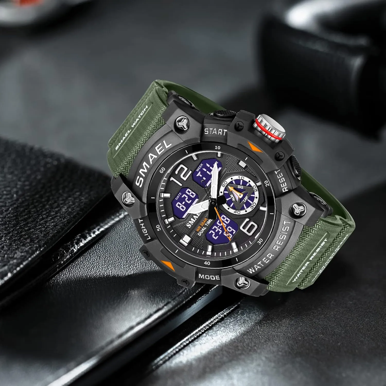 Dual Display Watch Sports Outdoor Waterproof animate deform saddle Military Tactics Wrist Watch Multi Function LED Large Face Alarm Stopwatch for Man FANMIS Men's Analog Digital 