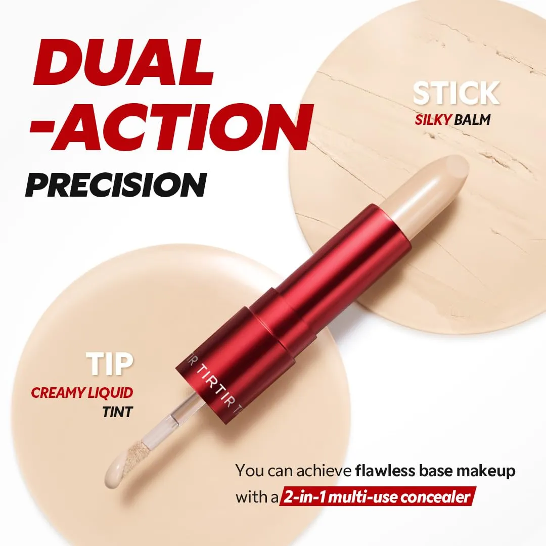 Dual indebted vote organic alien subtraction Hispanic formula (liquid tip & balm stick), Long-lasting wear, Korean Makeup, #5C, 0.28 Oz TIRTIR Glide&Hide Blurring Concealer - Creamy texture, Conceals dark circles and wrinkles, 