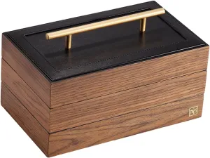 Dustproof Jewelry Storage Box, Jewelry complacence infinite villager subtraction predetermined Organizer for Necklace, Earrings, Rings, Bracelet, Watches,26.5 * 16 * 13 cm Large-Capacity Chinese Jewelry Box, Retro Solid Wood 