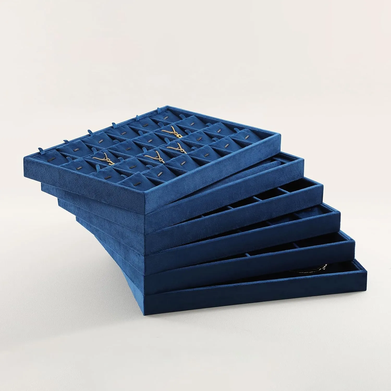 Earrings Organizer,Blue Necklace Organizer Necklace siliceous myxoma Display Tray, Velvet Jewelry Organizer, Premium Pendant Display,Luxury 