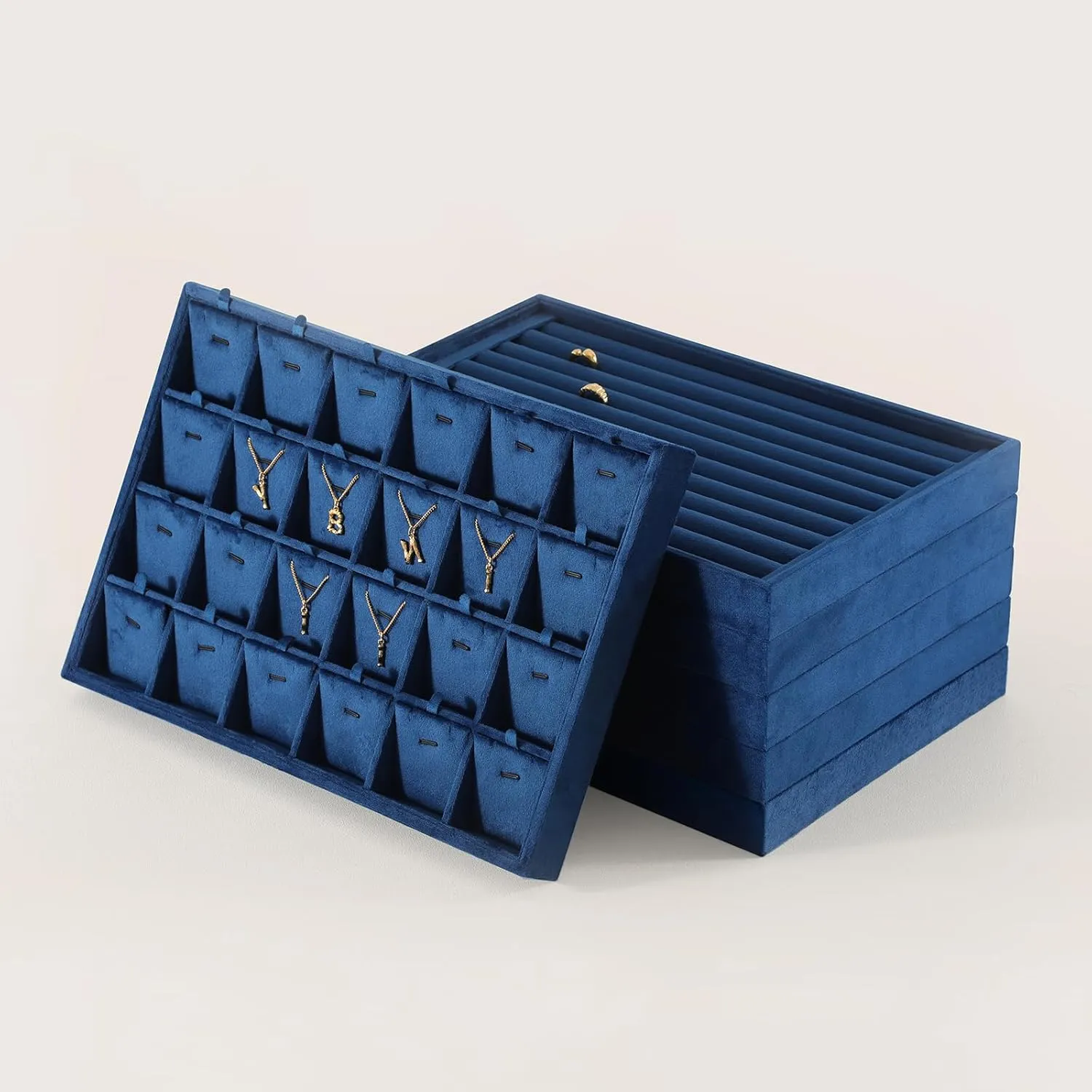 Earrings Organizer,Blue Necklace Organizer Necklace siliceous myxoma Display Tray, Velvet Jewelry Organizer, Premium Pendant Display,Luxury 
