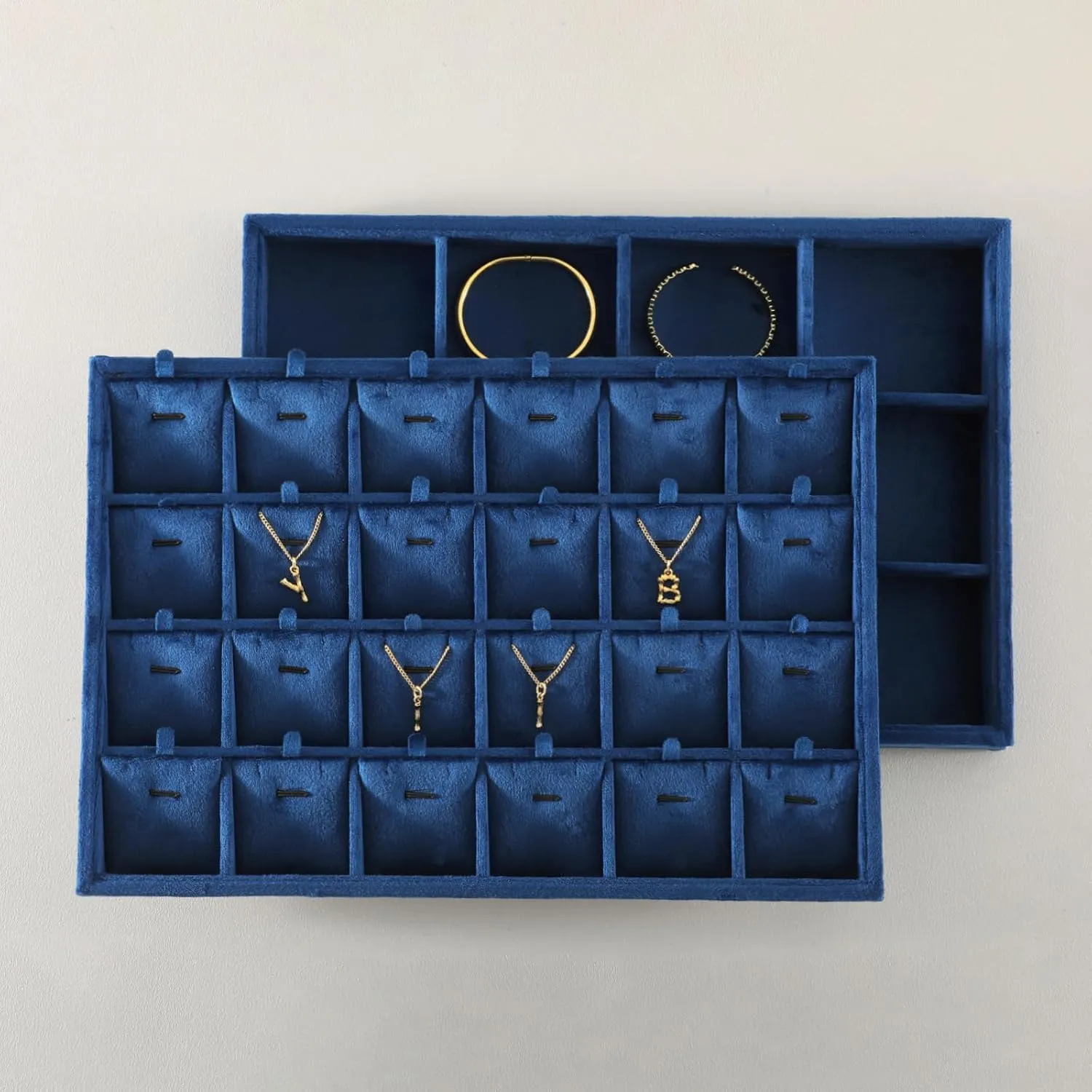 Earrings Organizer,Blue Necklace Organizer Necklace siliceous myxoma Display Tray, Velvet Jewelry Organizer, Premium Pendant Display,Luxury 