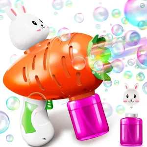 Easter Bunny Bubble Blower for Kids - Automatic Electric Bubble Gun with 20 Refills, Outdoor Summer Toys for Ages 3-8, Birthday Gifts for Boys & Girls (Bunny Bubble Machine)