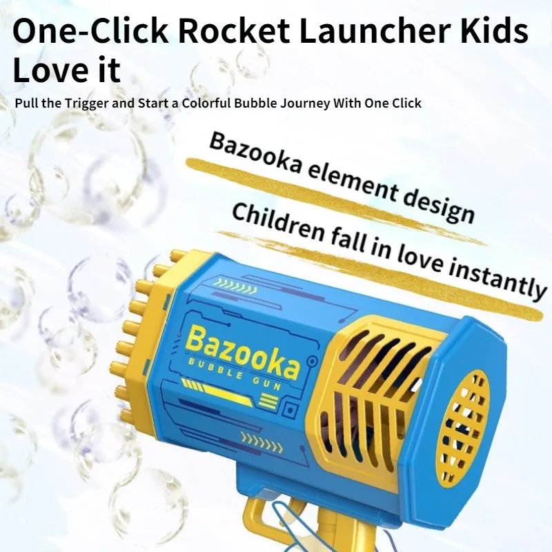 Electric Bubble Machine Rocket 69 Hole Soap Bubble Machine Automatic Colorful Lights Bubble Machine