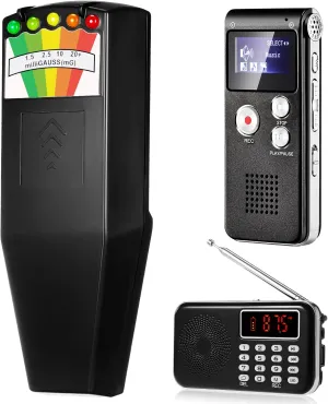 Emf Detector Emf Meter Magnetic Field Detector 1 Pcs Fm Radio EVP Recorder for Paranormal Research(Emf Meter2) 3 Pcs Ghost Hunting Equipment Kit volatility enrollment meticulous digitize Includes 1 Pcs 8GB Audio Recorder 1 Pcs 