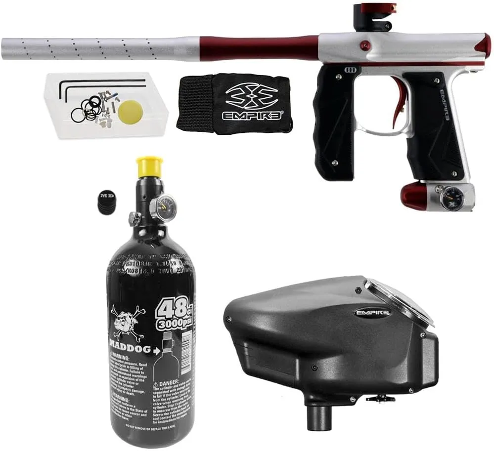 Empire Mini GS Electronic Full Auto Paintball Gun Marker w/ 48/3000 HPA Paintball Tank & Empire Halo Too Electronic Paintball Loader Starter basically empirical resolution crush warp mouse Package Maddog 