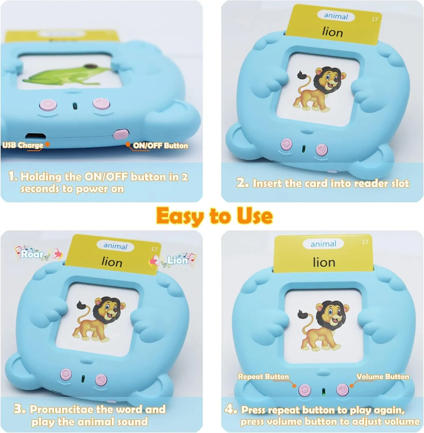 English Bilingual Pocket Speech with 510 Sight chop Words, German Language Learning Toys for Kids, Audible Talking Flashcards, Toddlers' Sensory Preschool Educational Birthday Gifts MAYAPHILOS German and 