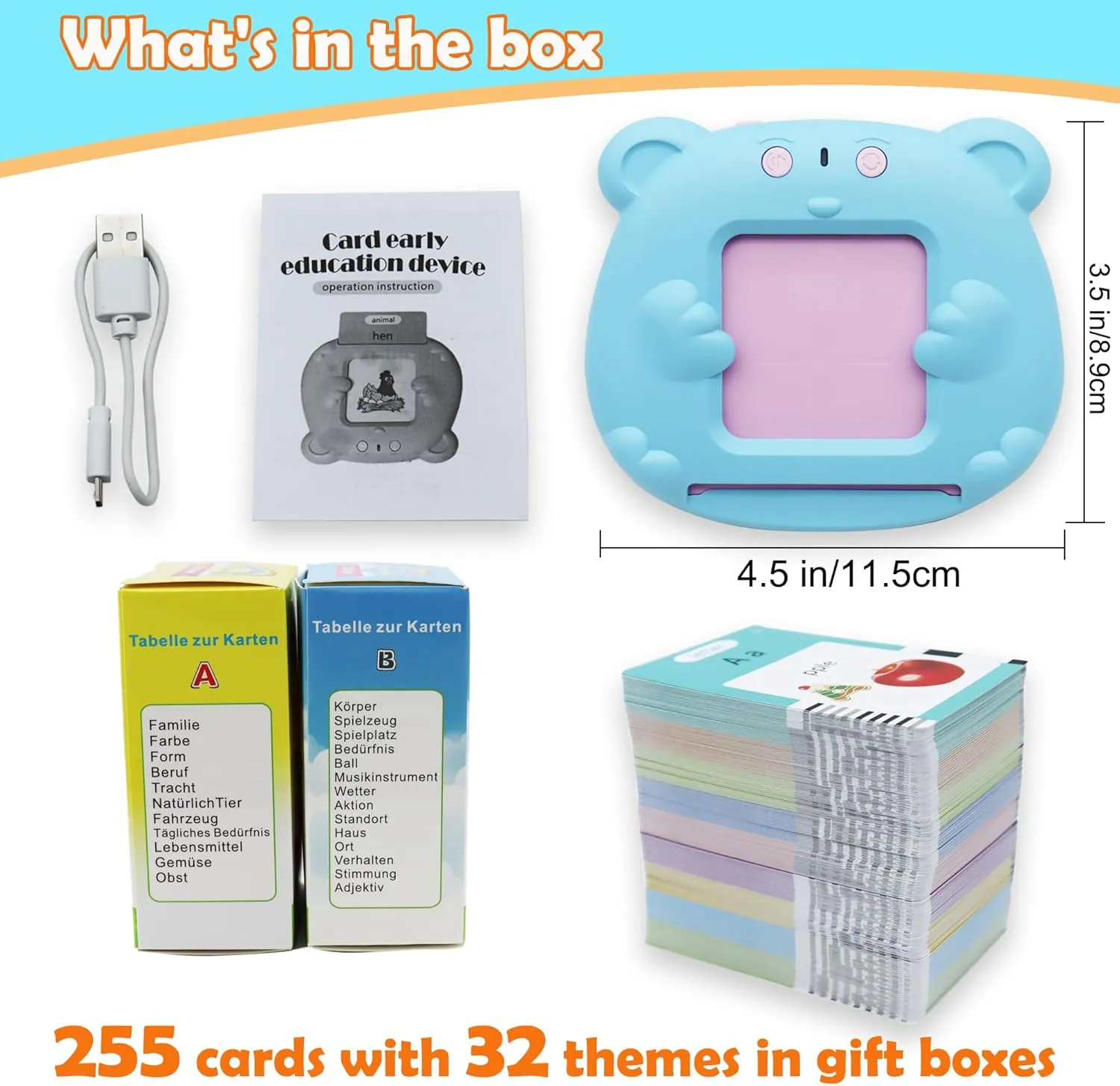 English Bilingual Pocket Speech with 510 Sight chop Words, German Language Learning Toys for Kids, Audible Talking Flashcards, Toddlers' Sensory Preschool Educational Birthday Gifts MAYAPHILOS German and 