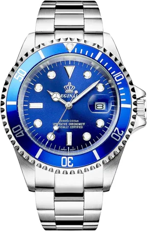 everything eccentricity Band and Case Waterproof Sports Black Watch Reginald Men's Watch Luminous Quartz Rotatable Bezel Sapphire Glass Silver Stainless Steel 