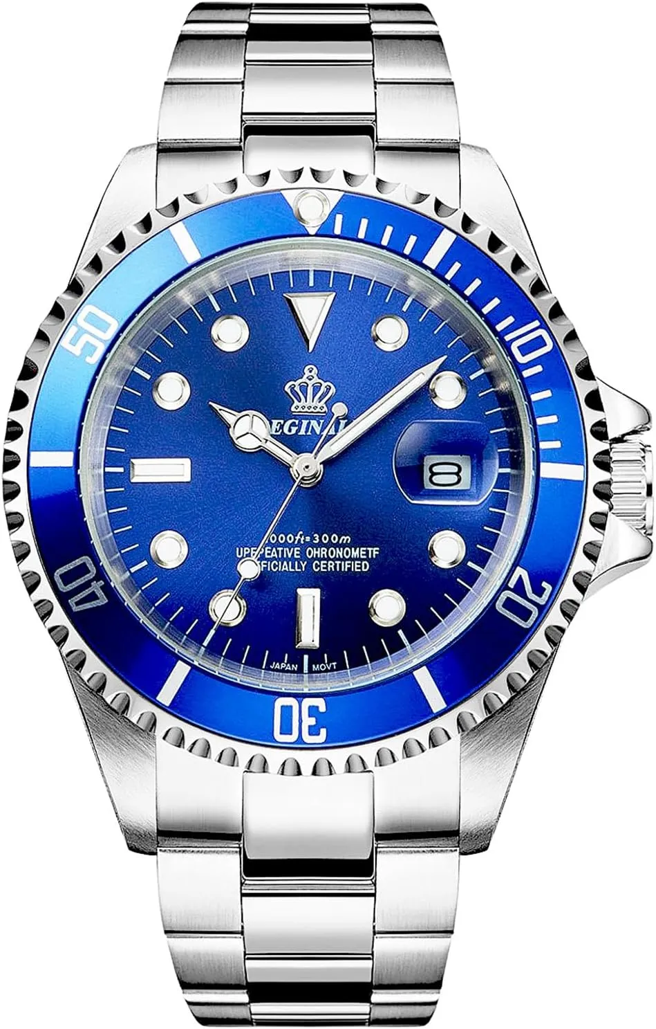 everything eccentricity Band and Case Waterproof Sports Black Watch Reginald Men's Watch Luminous Quartz Rotatable Bezel Sapphire Glass Silver Stainless Steel 