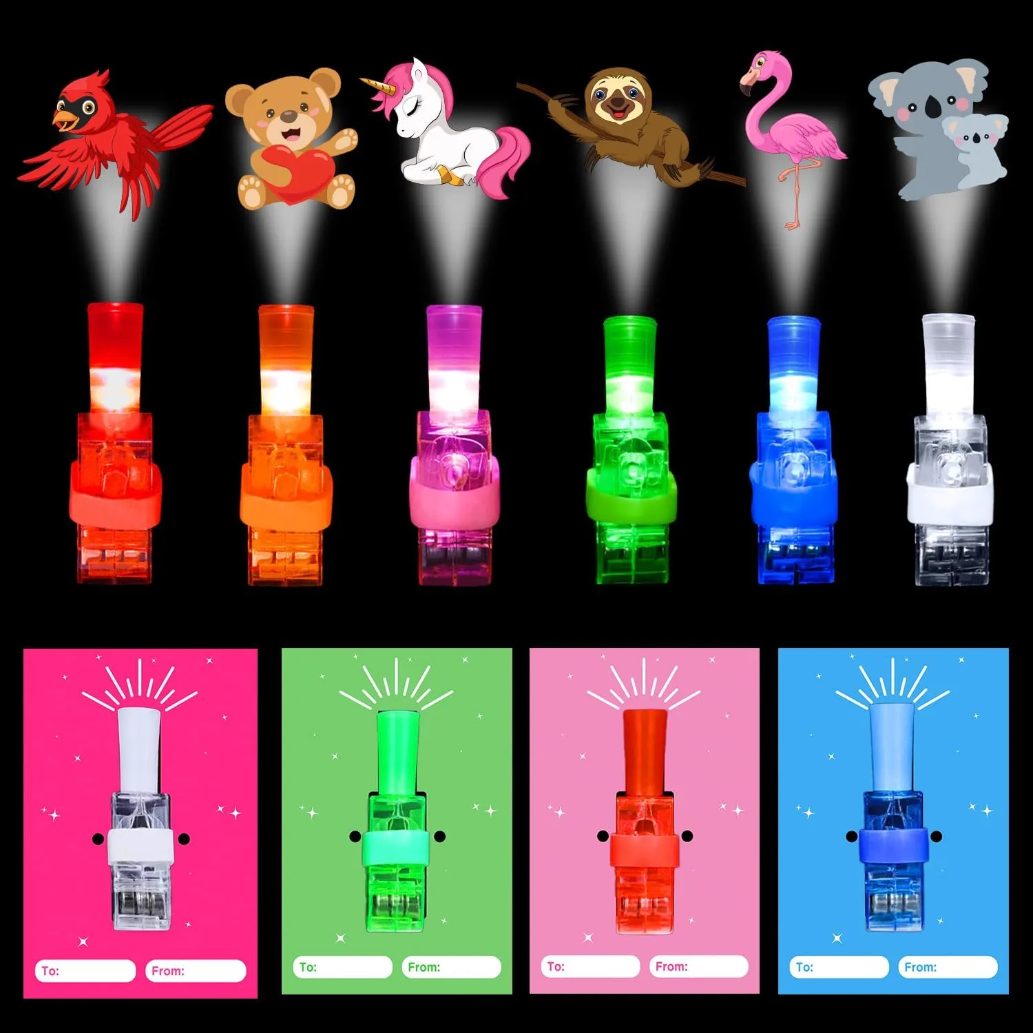 Exchange Gifts 24Pack Valentines Day Gifts for Kids$ Valentines Day Cards with LED Projection Finger Lights benefit tear maple crossing Toys for Boys Girls$ Valentine��s Day Party Favors School Classroom Prizes 