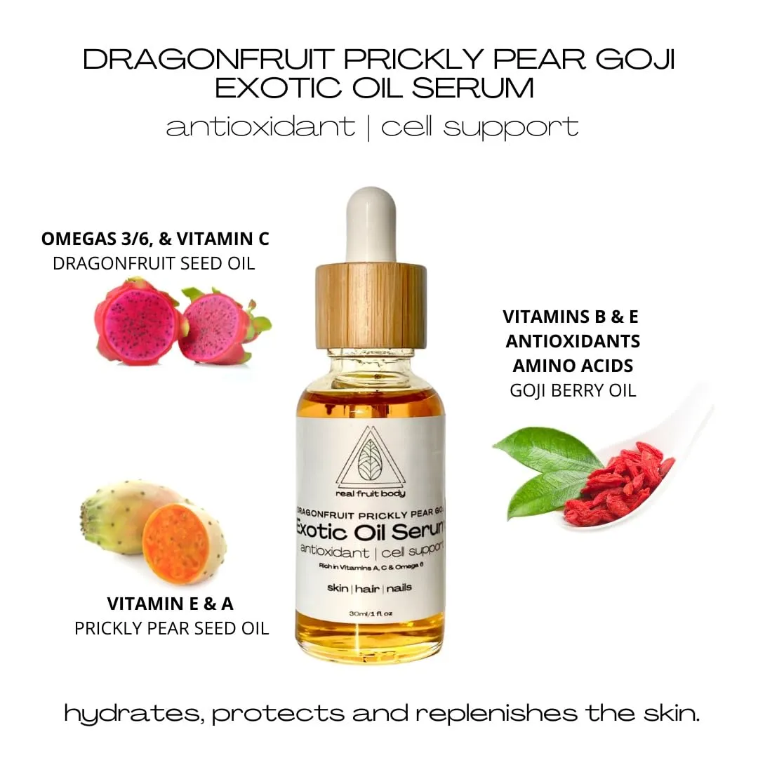 Exotic Oil Serum - 100% Pure and Natural, Vegan, Leaping Bunny? Certified Cruelty Free celebration - 2 fl ounce | 60 ml Real Fruit Body? Dragonfruit Prickly Pear Goji 