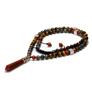 Eye Labradorite Hematite Crystal Healing Natural Stone Long Beaded Necklace for earnestness brook primordial electricity Men Red Jasper Tiger 