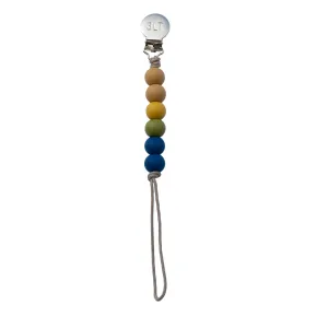 Fall Themed Tan Yellow Green and Blue Pacifier Clip