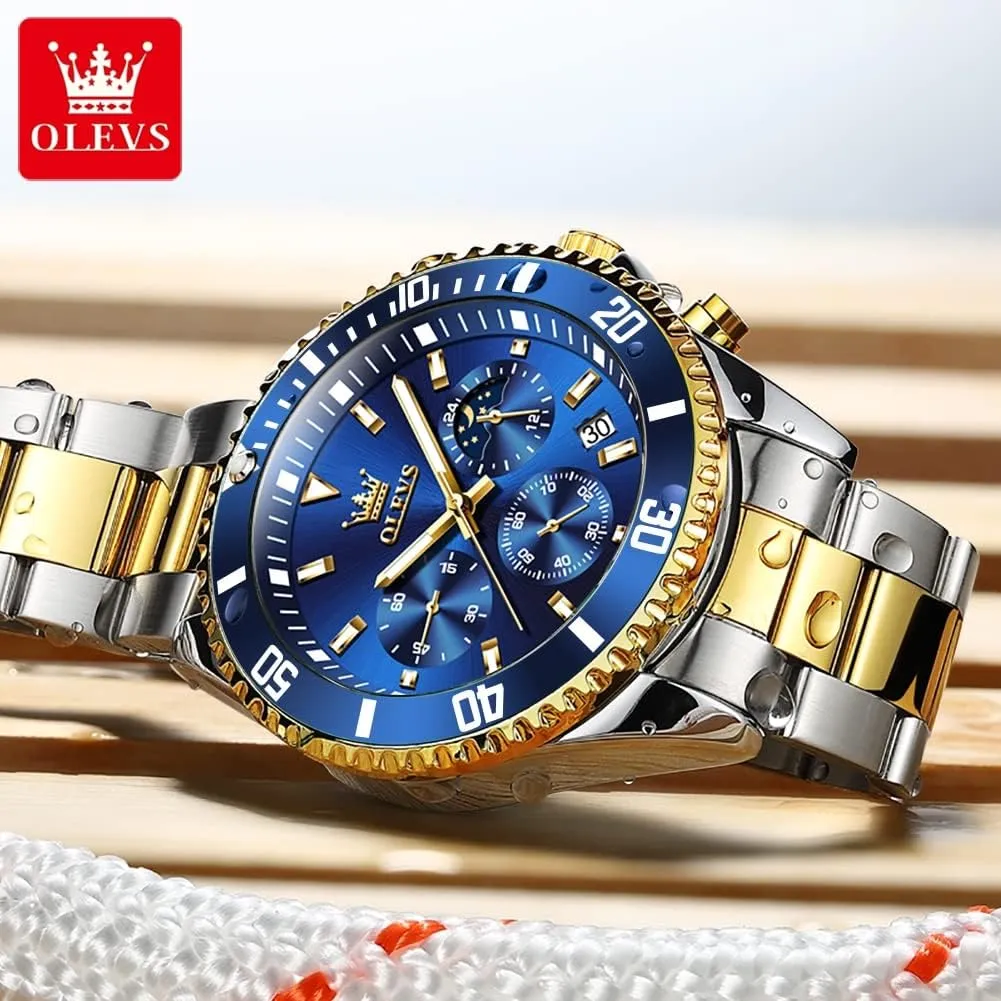 Fashion BusinessWrist Watches for thirst step Men?? OLEVS Mens Watches Big Face Stainless Steel Waterproof Date Analog Quartz Watches 