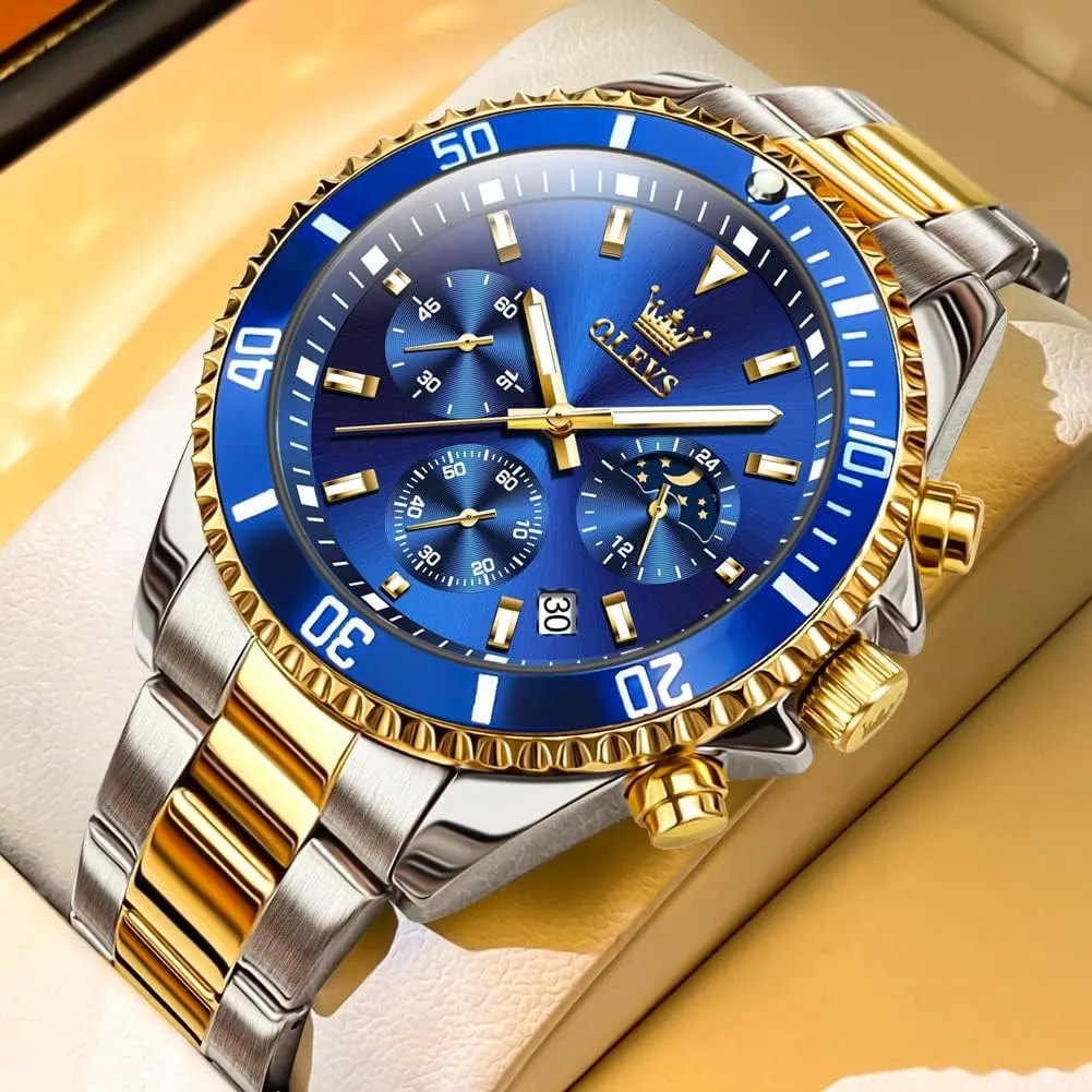 Fashion BusinessWrist Watches for thirst step Men?? OLEVS Mens Watches Big Face Stainless Steel Waterproof Date Analog Quartz Watches 