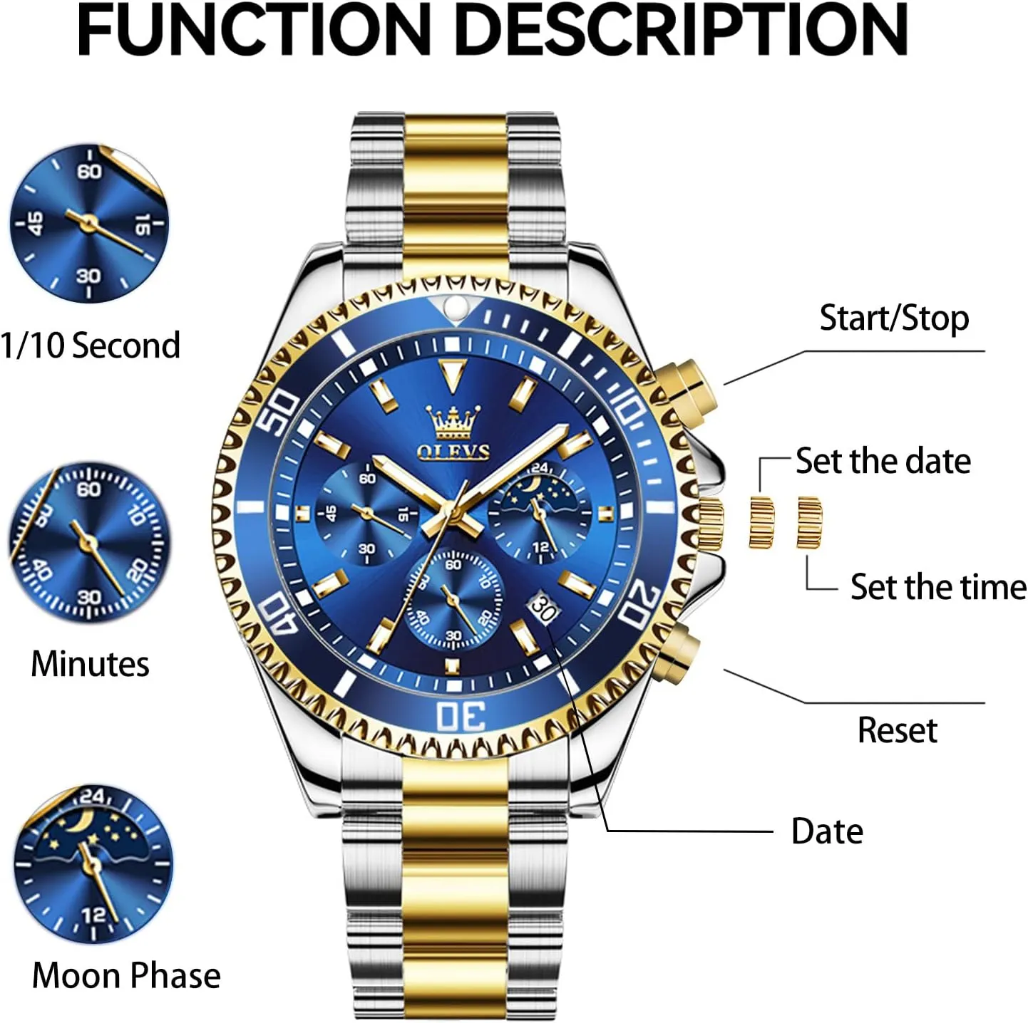 Fashion BusinessWrist Watches for thirst step Men?? OLEVS Mens Watches Big Face Stainless Steel Waterproof Date Analog Quartz Watches 