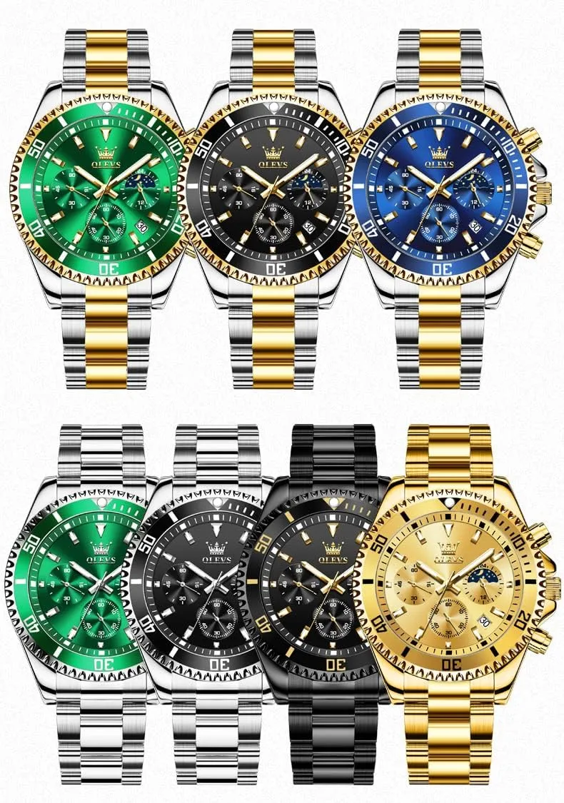 Fashion BusinessWrist Watches for thirst step Men?? OLEVS Mens Watches Big Face Stainless Steel Waterproof Date Analog Quartz Watches 