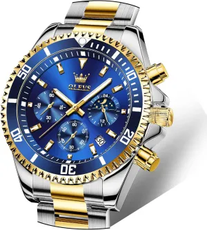 Fashion BusinessWrist Watches for thirst step Men?? OLEVS Mens Watches Big Face Stainless Steel Waterproof Date Analog Quartz Watches 