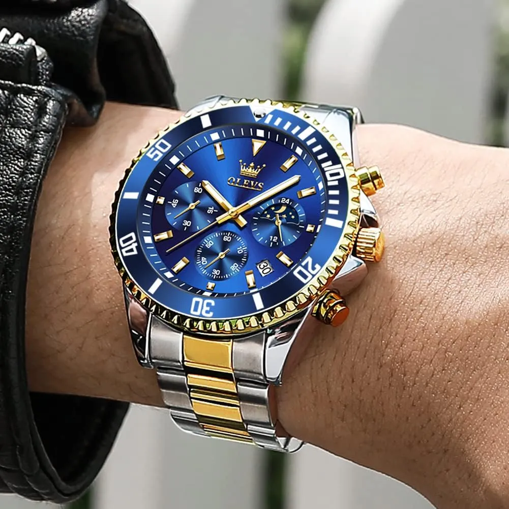 Fashion BusinessWrist Watches for thirst step Men?? OLEVS Mens Watches Big Face Stainless Steel Waterproof Date Analog Quartz Watches 