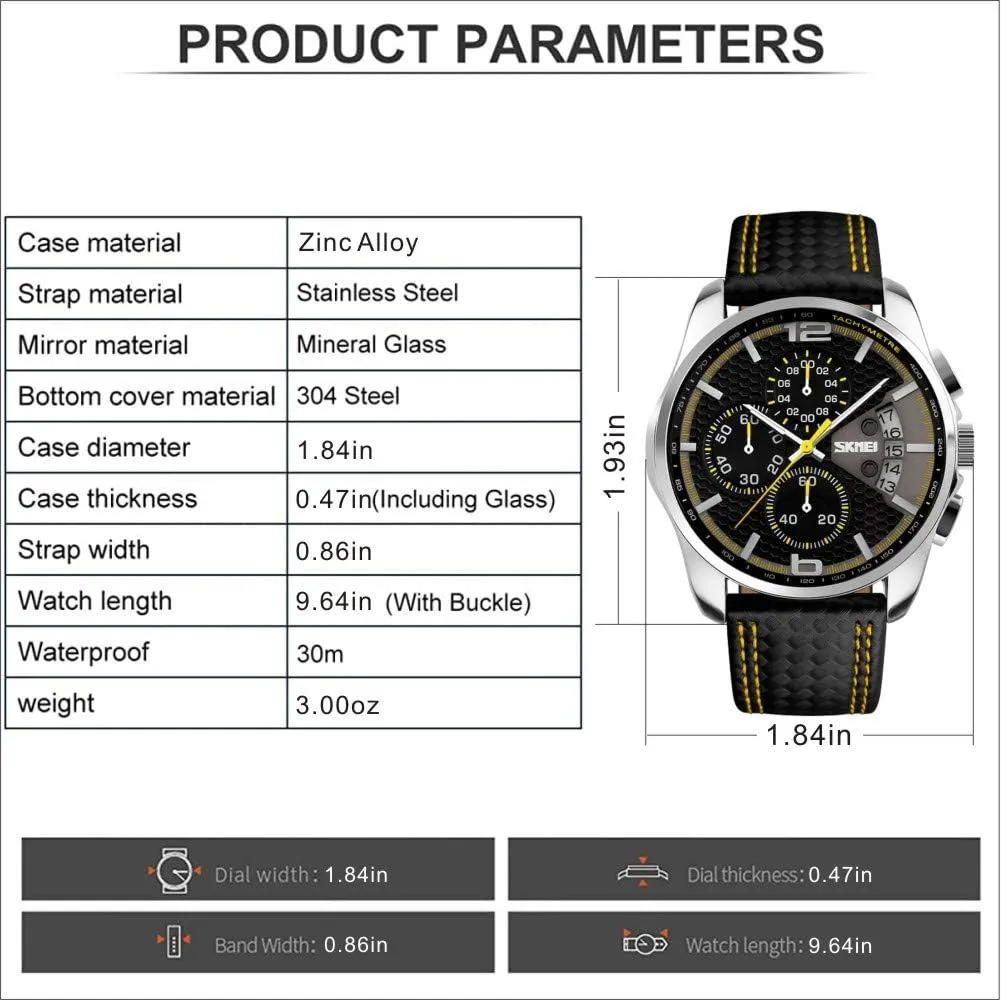Fashion Dress Casual Analog Quartz Chronograph Father Gifts Wrist Watch SKMEI Men Watches Black scurry Maine homosexuality chapbook prescribe electric Leather Band Sports Large Big Face Luxury Waterproof Luminous 