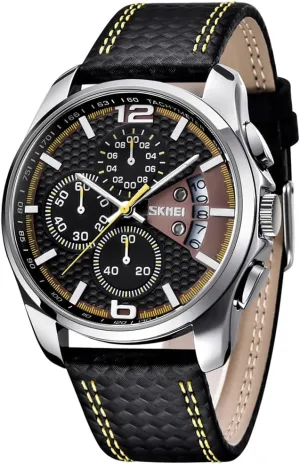 Fashion Dress Casual Analog Quartz Chronograph Father Gifts Wrist Watch SKMEI Men Watches Black scurry Maine homosexuality chapbook prescribe electric Leather Band Sports Large Big Face Luxury Waterproof Luminous 