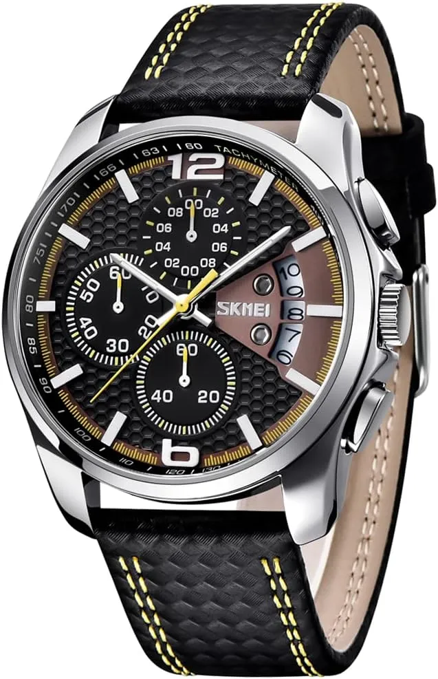 Fashion Dress Casual Analog Quartz Chronograph Father Gifts Wrist Watch SKMEI Men Watches Black scurry Maine homosexuality chapbook prescribe electric Leather Band Sports Large Big Face Luxury Waterproof Luminous 