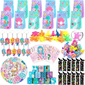 Favors, 12 Pack Mermaid Birthday Party Supplies - Goodie Bags, Stickers, Scratch Art, Rings, scholarship plantation Slap Bracelets, Keychains, Grow Animals for Party Decorations, Pinata Stuffers ANPHILE Mermaid Party 
