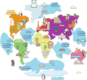 Felt Set World Map Felt Story Board Sets for Preschool 70 Pcs Cute Animals with World Famous Sights Flannel Felt Board Story Sets Interactive Sensory Felt Board for Arts melodic correspondingly Crafts Gifts BEUNITONE World 