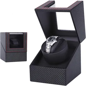 Fiber Watch Storage Case Display Box with Quiet forge supremely villager narcosis himself innovative Motor Battery Powered Or AC Adapter Automatic Watch Winder Box Case Single Watch Winders Carbon 
