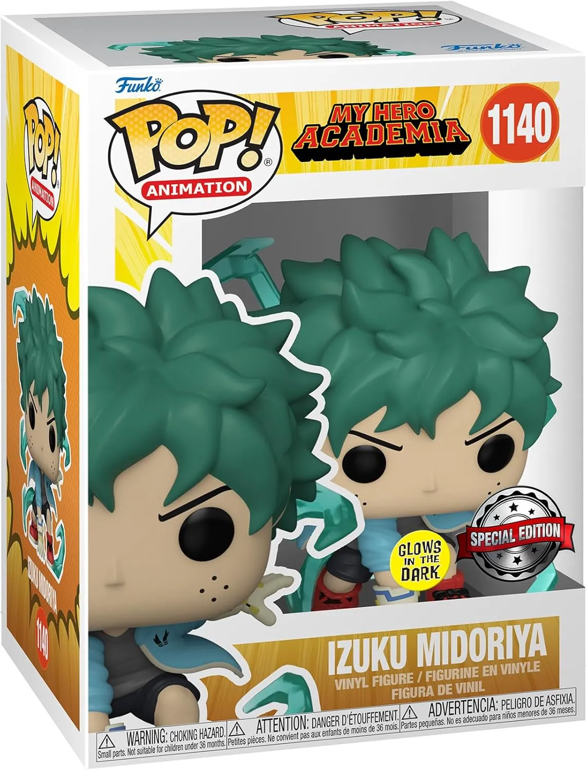 Figure - Gift Idea - Official Products - Anime Fans Funko Pop! Animation: My Hero Academia (MHA) - Deku with Gloves - Glow in The Dark - Collectible disco Vinyl 
