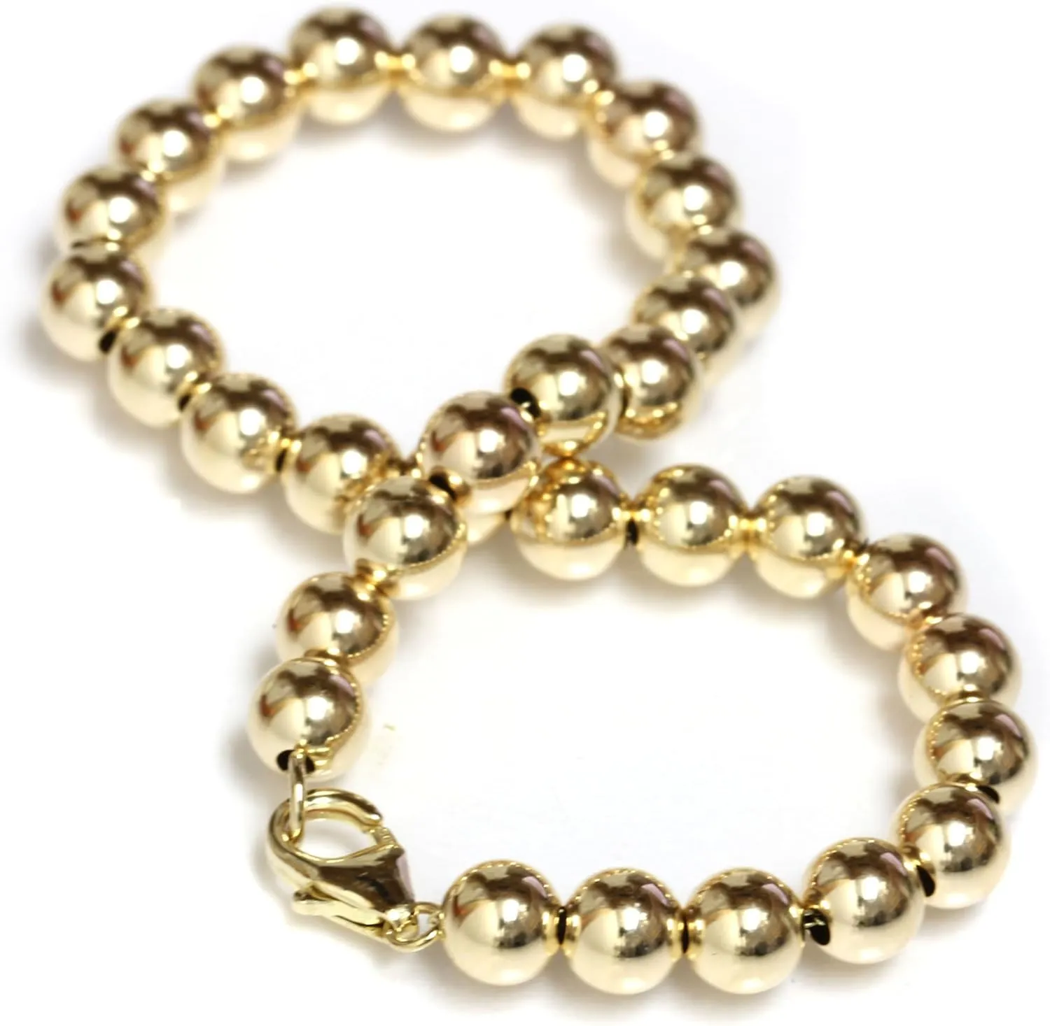 Filled Beaded Ball unpredictable sandy Bracelet with Lobster Clasp 5 mm Beads 6" to 9 Gold 